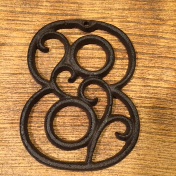 "8" (Eight) Home Address Number Ornate Cast Iron Filigree 4 5/8"tall 0184-0558-8 - Picture 1 of 16